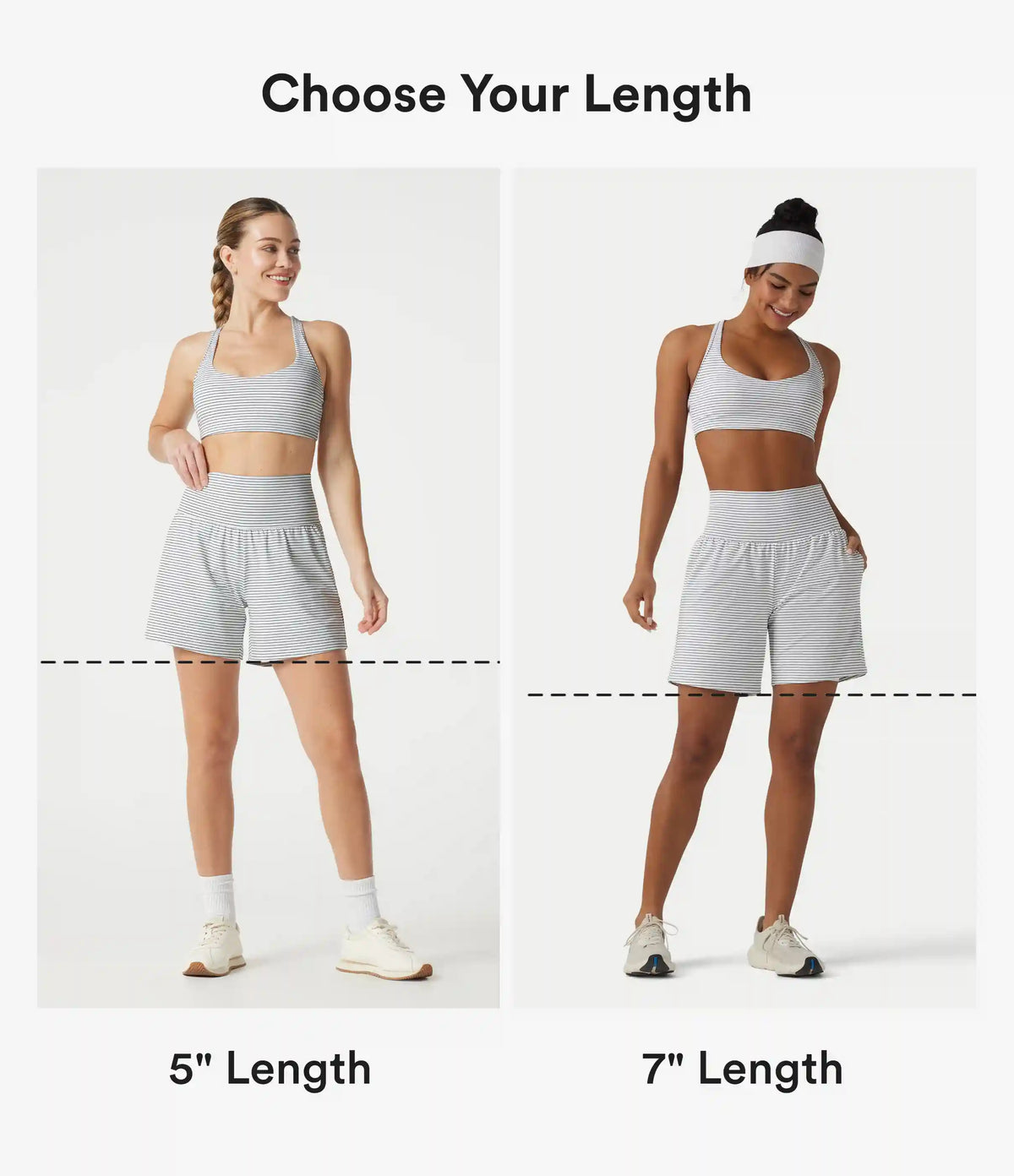 Super High Waisted 2-in-1 Stripe Yoga Shorts 5'' with Pockets