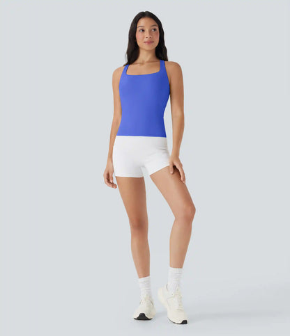 SoftlyZero™ Airy Square Neck Cropped InstantCool Running Tank Top-Longer Length