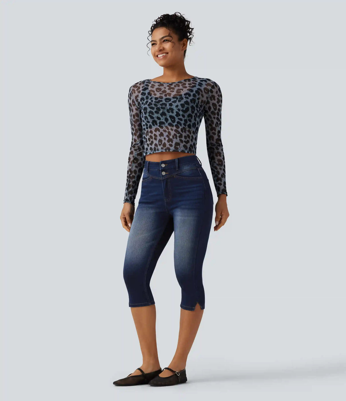 Halara Flex™ High Waisted Split Capri Casual Slim Jeans with Pockets