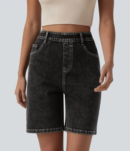 Halara Flex™ High Waisted Denim Casual Bermuda Shorts 7'' with Pockets