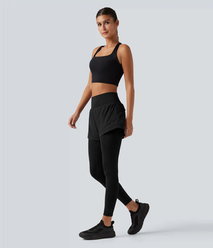 Breezeful™ High Waisted Tummy Control 2-in-1 Quick Dry Running Pants with Pockets