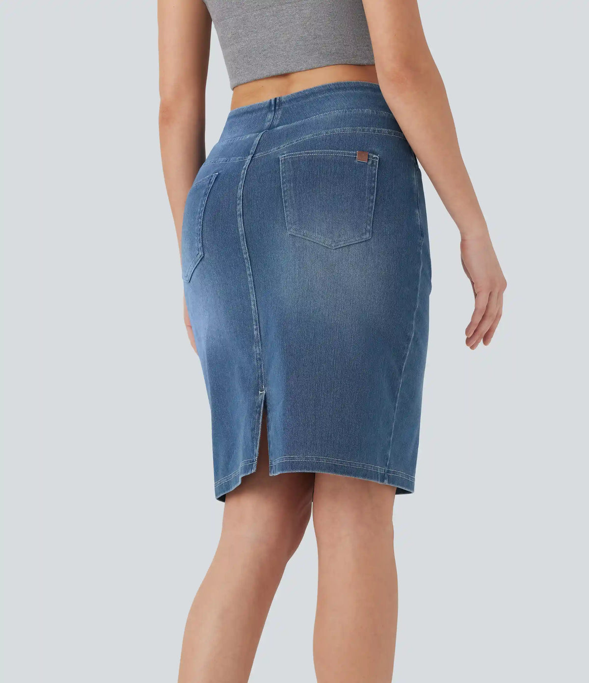 Halara Flex™ High Waisted Pockets Washed Denim Casual Skirt