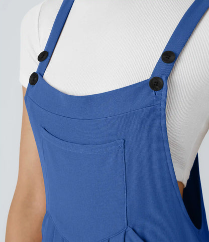 Pockets Waffle Casual Overalls