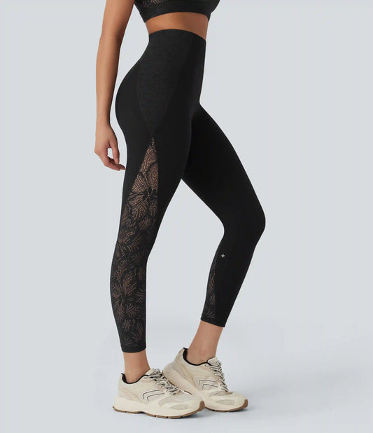 Halara UltraSculpt™ High Waisted Tummy Control Contrast Lace Shaping Training Leggings with Pockets