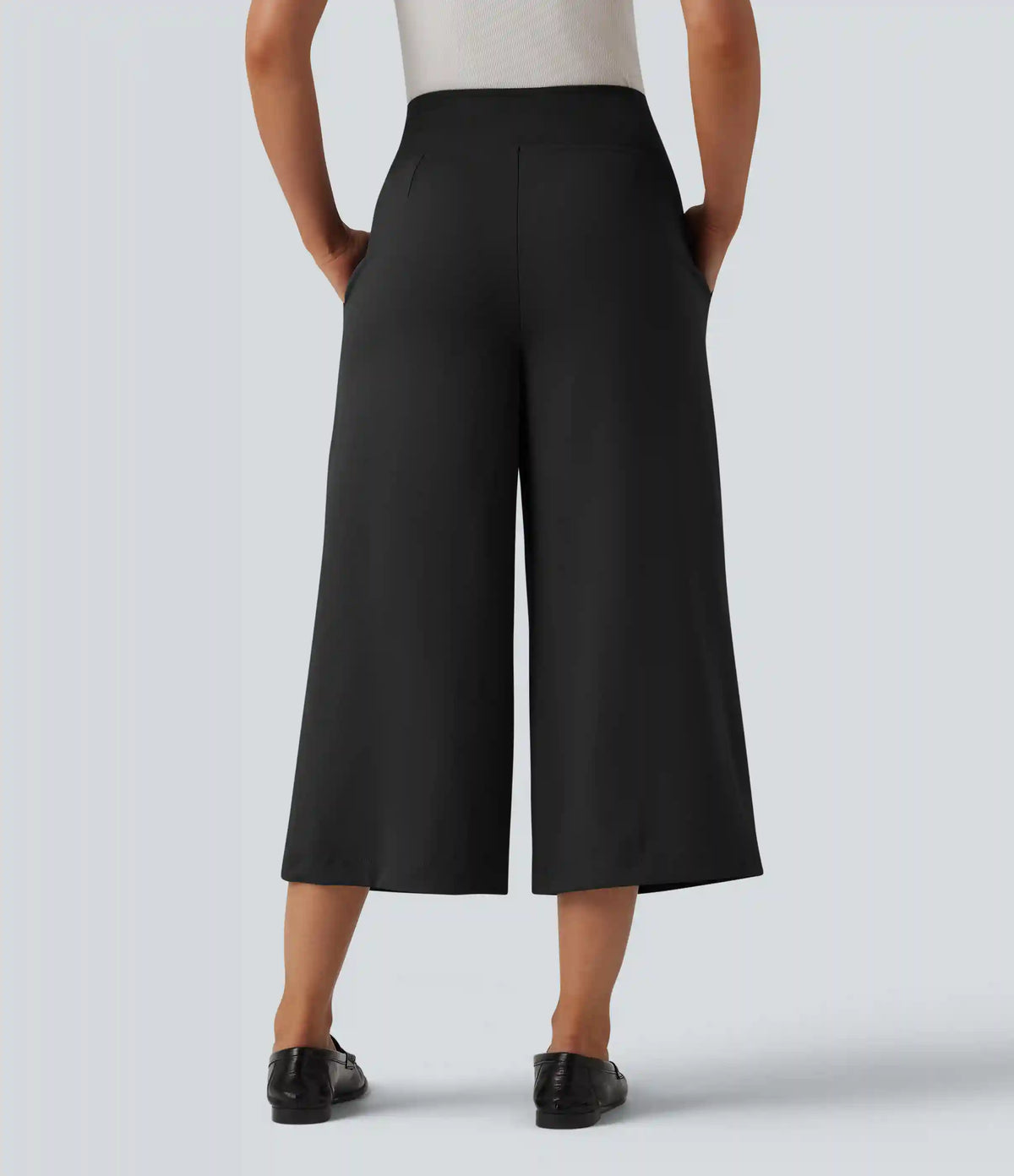 Halara Flex™ DayStretch High Waisted Tummy Control Crossover Cropped Wide Leg Work Pants with Pockets