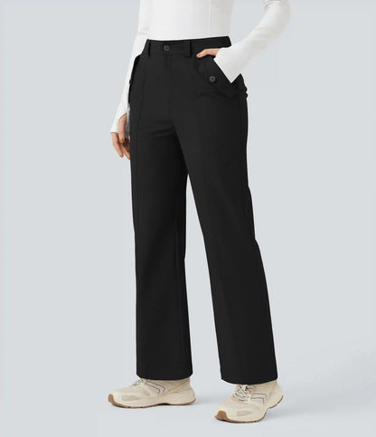 Durable Water Repellent Mid Rise Straight Leg Hiking Pants with Pockets