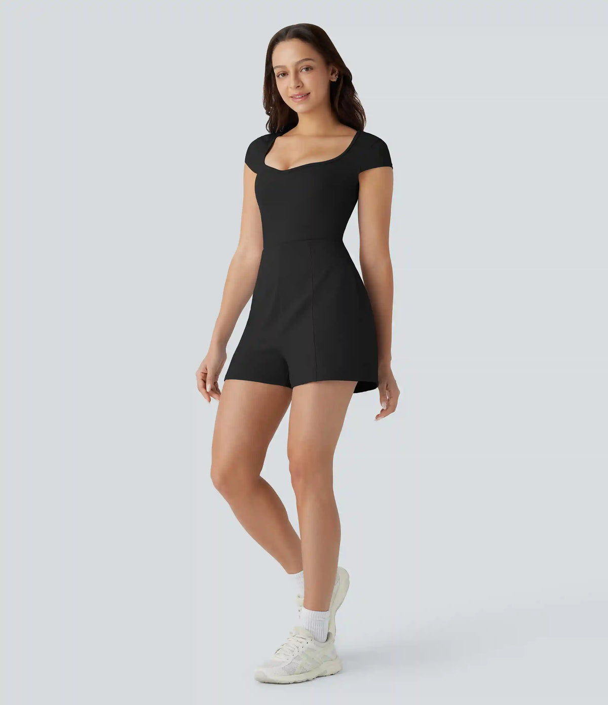 SoftlyZero™ Airy U Neck Cap Sleeve Pocket Cool Touch Yoga Romper-Easy Peezy