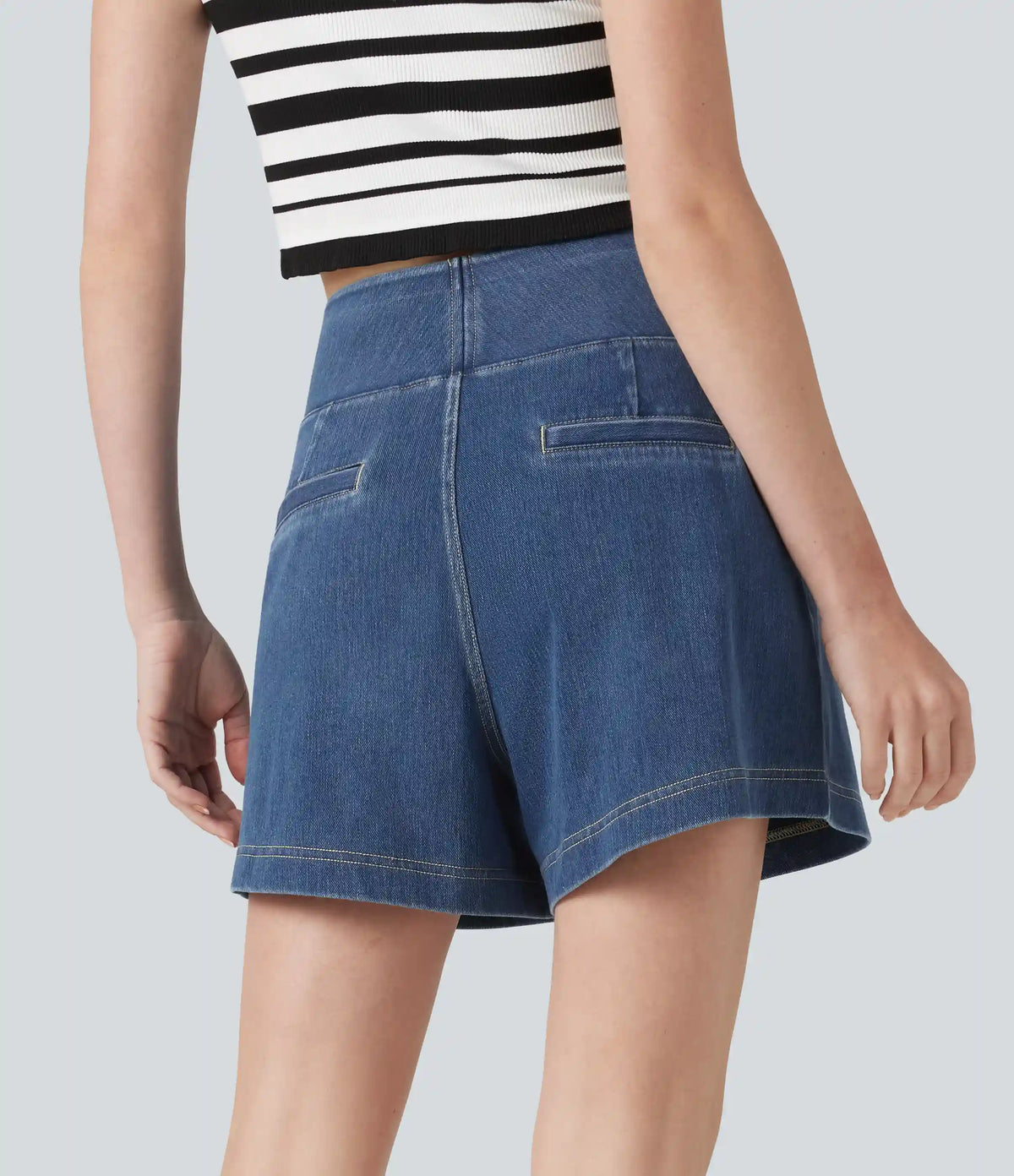 Halara Flex™ High Waisted Denim Casual Baggy Shorts 4'' with Pockets
