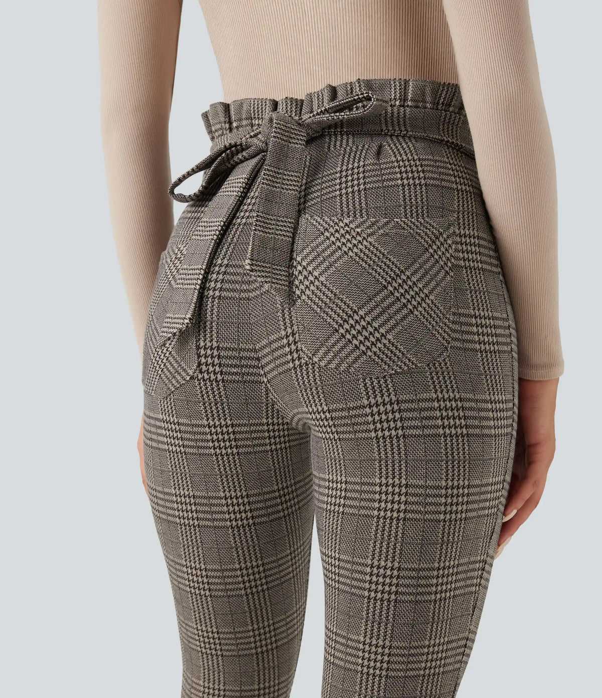Halara Flex™ Paper Bag High Waisted Tie Houndstooth Plaid Work Skinny Pants with Pockets