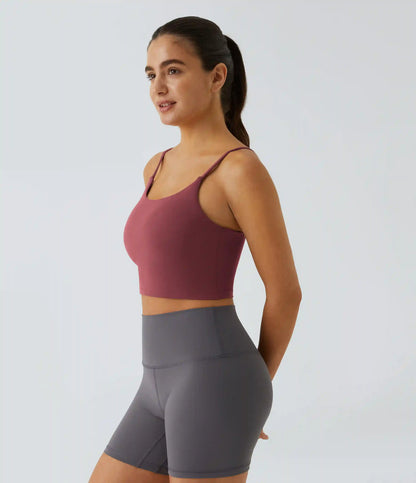 Basic Padded Workout Cropped Low Support Tank Top A-D Cups