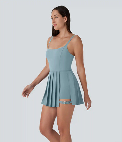 Breezeful™ Pleated Adjustable Buckle 2-in-1 Pocket Micro Mini Quick Dry Casual Slip Dress
