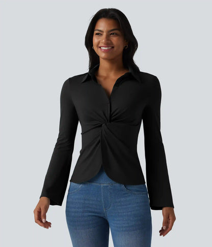 Flounce Long Sleeve Work Shirt