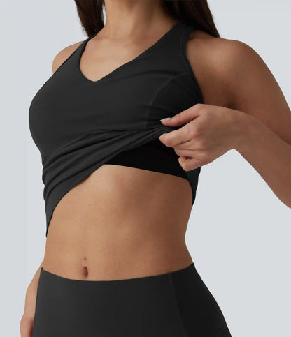 Halara UltraSculpt™ Medium Support V Neck Racerback Cropped Workout Tank Top