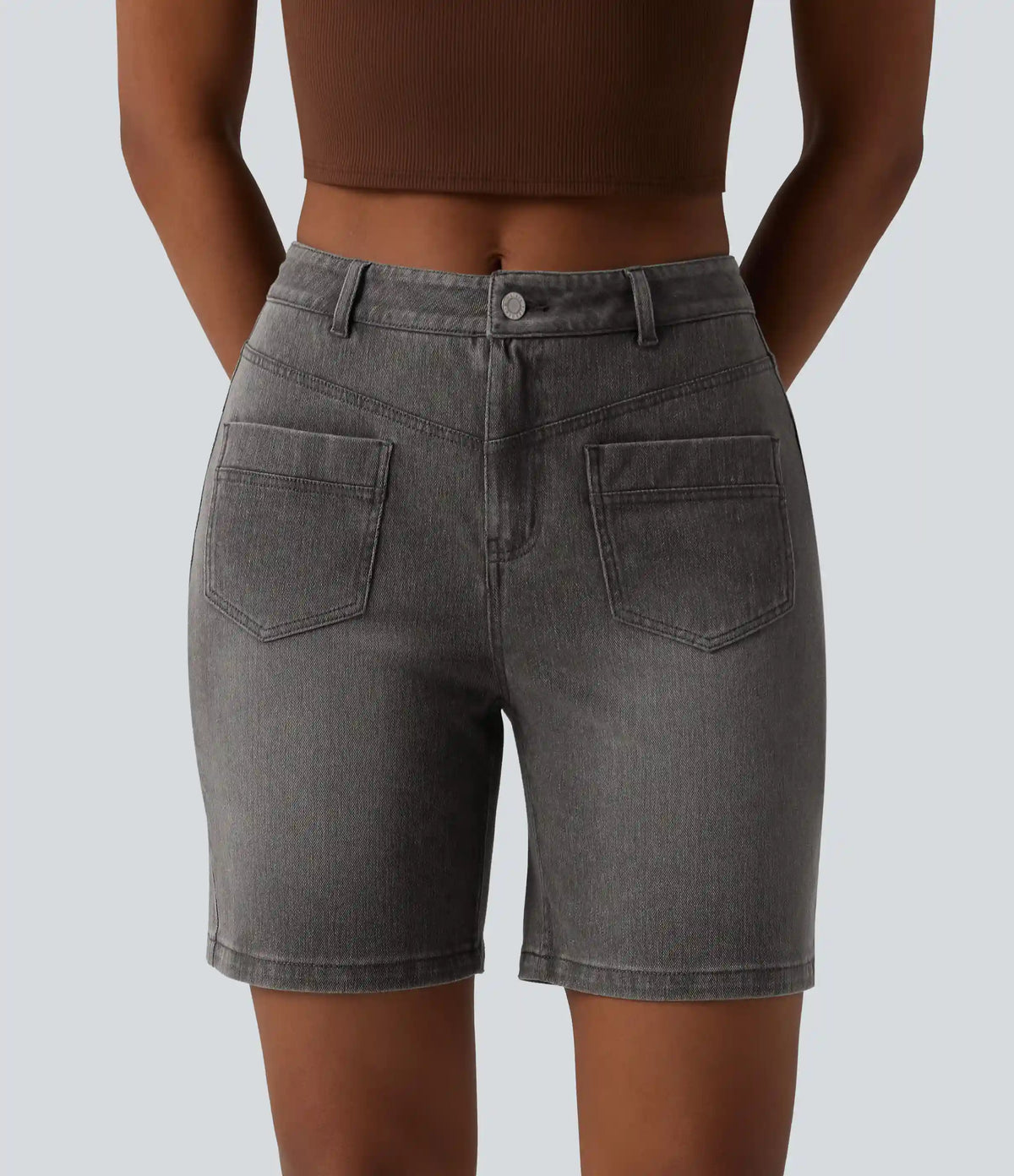 Halara Flex™ Mid Rise Denim Casual Shorts 7'' with Pockets