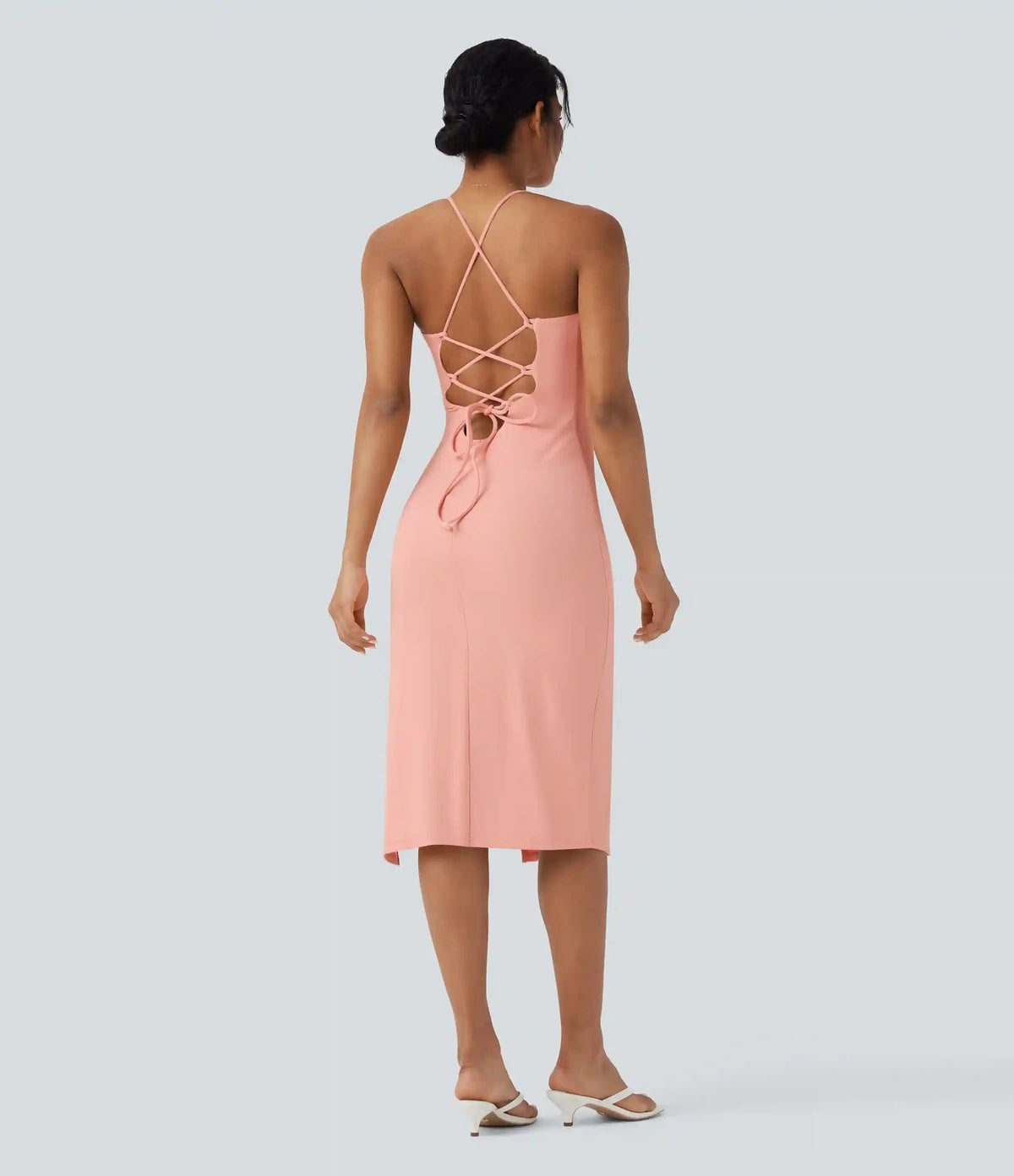 SoftlyZero™ Airy Crossover Ruched Lace Up Bodycon InstantCool Dress DD-F Cups