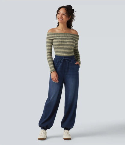 Halara Flex™ High Waisted Drawstring Denim Casual Joggers with Pockets