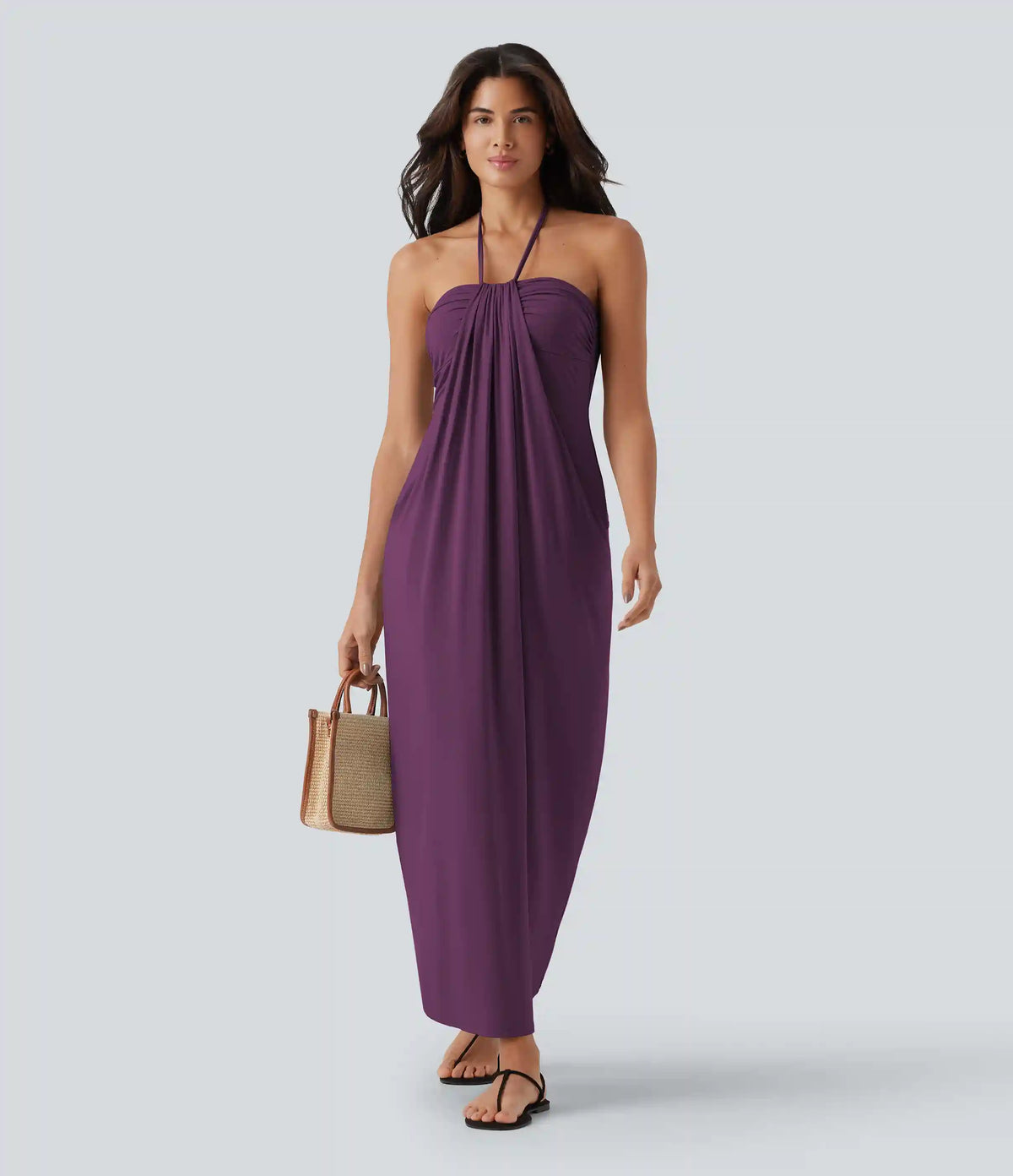 Halter Tie Back Maxi Dress with Pockets