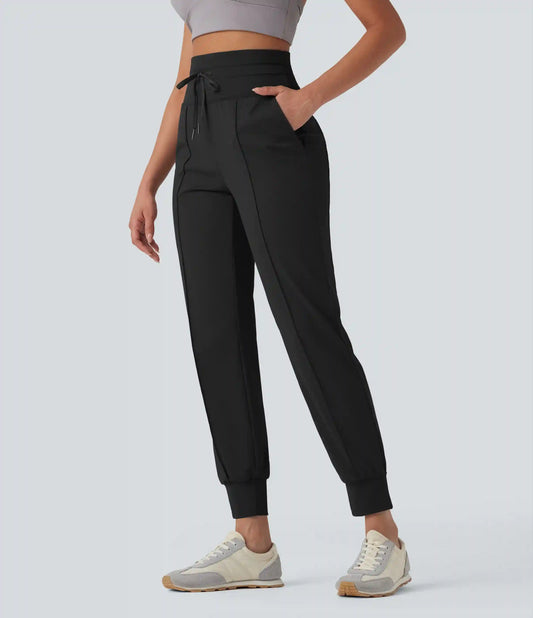 High Waisted Drawstring Quick Dry Yoga Joggers with Pockets-UPF40+