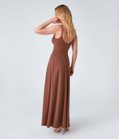 U Back Flare Flowy Maxi Slip Dress