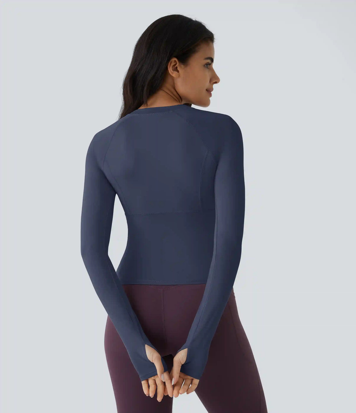 Solid Thumb Hole Yoga Sports Top