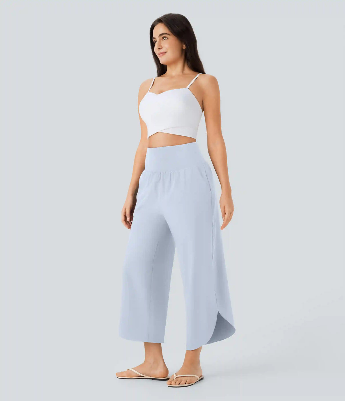 Breezeful™ High Waisted Tummy Control Split Hem Quick Dry Resort Pants with Pockets