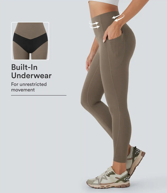 Halara UltraSculpt™ High Waisted Tummy Control Built-in Underwear Shaping 7/8 Workout Leggings with Pockets