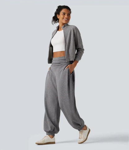 HIgh Waisted Ruched Balloon Casual Joggers with Pockets