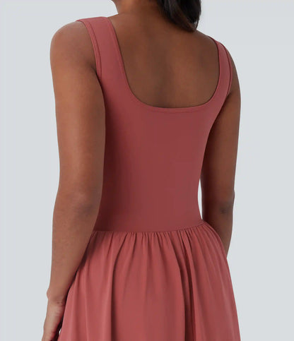 Breezeful™ Sleeveless Cut Out Quick Dry Maxi Casual Dress-Front and Back Wearable