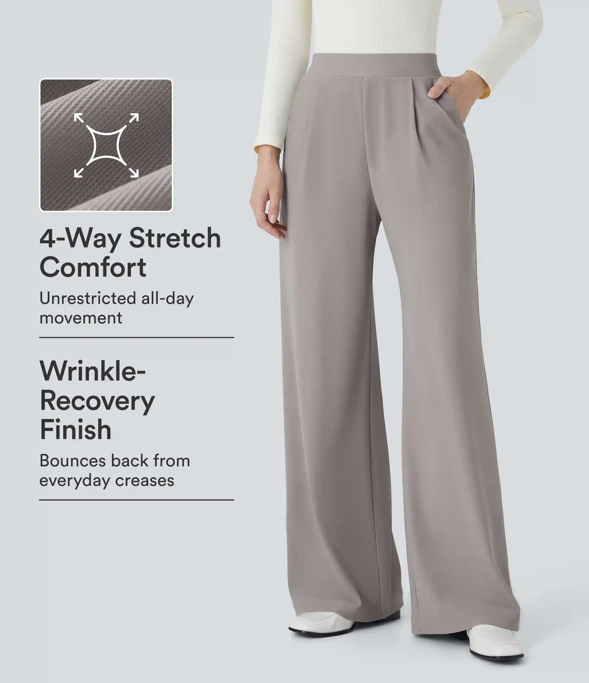 Halara Flex™ High Waisted Body Sculpt Waist-Slimming Pocket Wide Leg Micro Waffle Work Pants