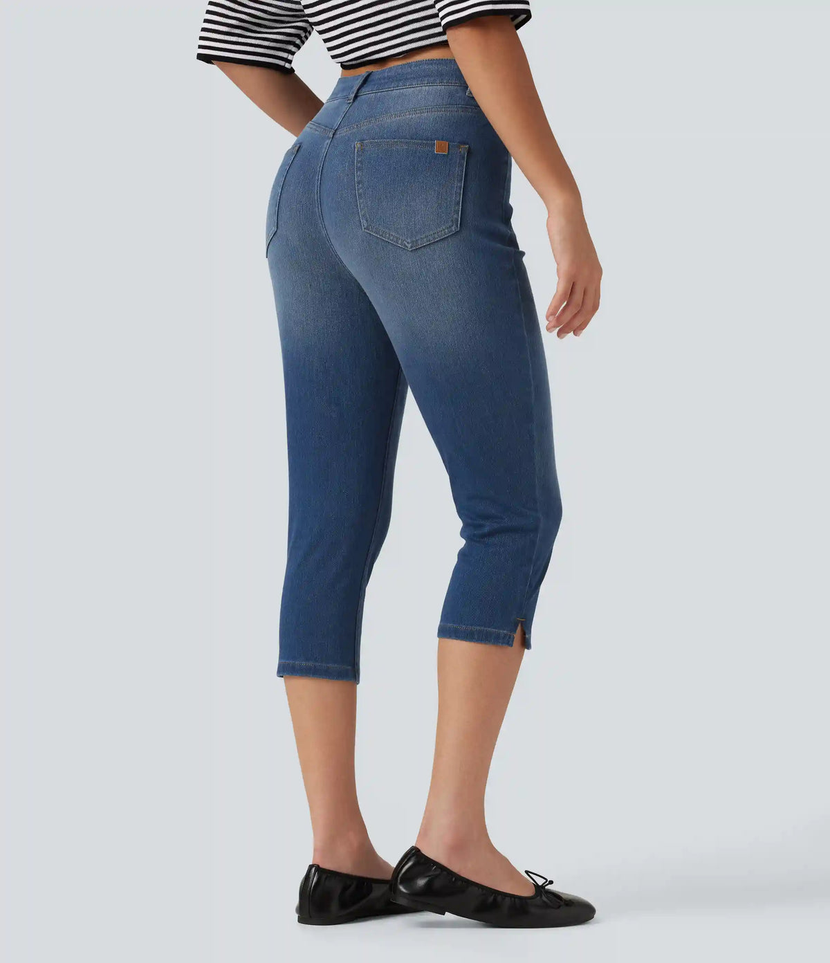 Halara Flex™ High Waisted Split Capri Casual Slim Jeans with Pockets