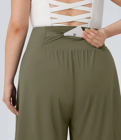 Plus Size SoftlyZero™ Airy High Waisted InstantCool Yoga Bermuda Shorts with Pockets
