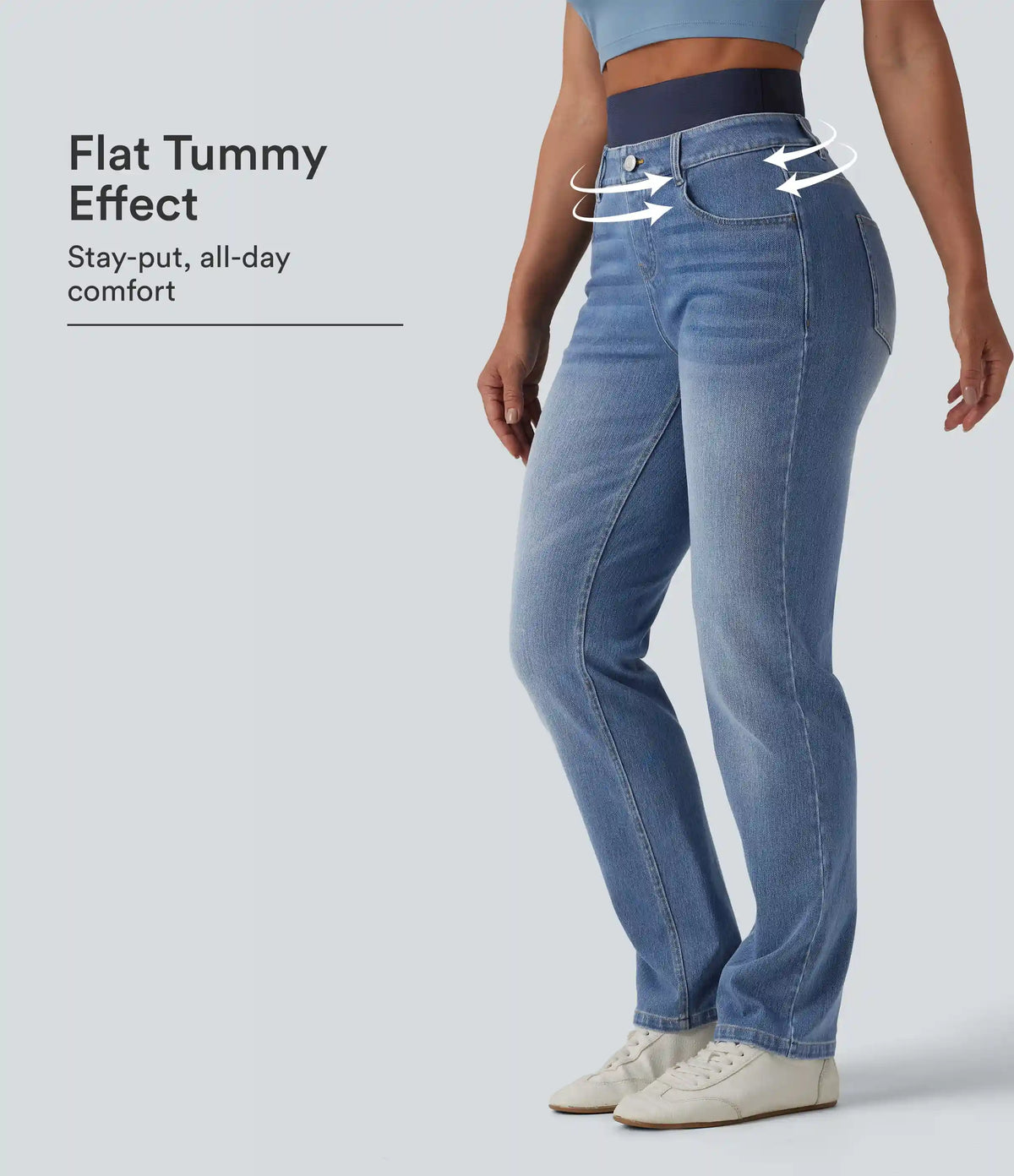 Halara Flex™ Double Waistband High Waisted Tummy Control Slim Casual Jeans with pockets