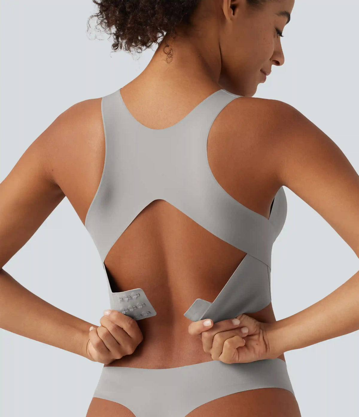 U Neck Crisscross Casual Bralette with Built-in Bra for B-DD Cups