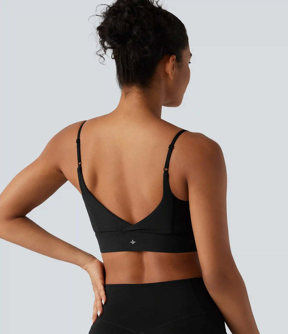 Ribbed Knit Low Support Built-in Bra Yoga Sports Bra