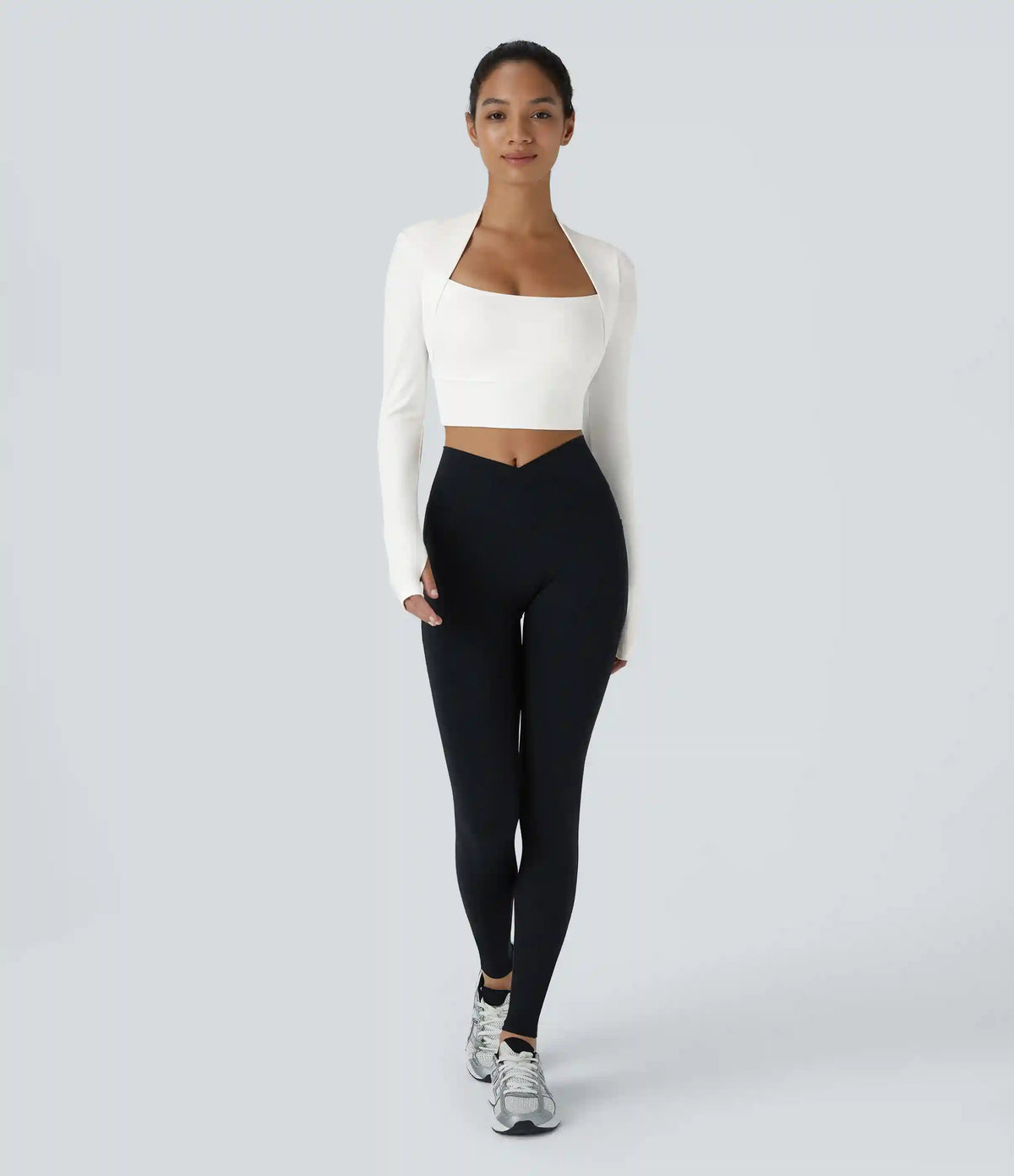 SoftlyZero™ Plush Long Sleeve Thumb Hole 2-in-1 Cropped Yoga Sports Top