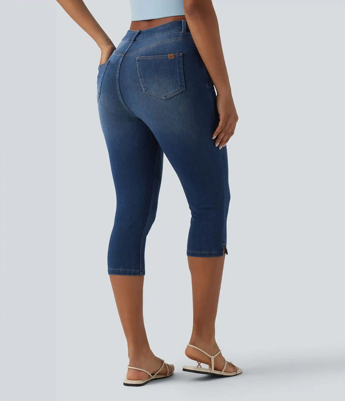 Halara Flex™ High Waisted Split Capri Casual Slim Jeans with Pockets