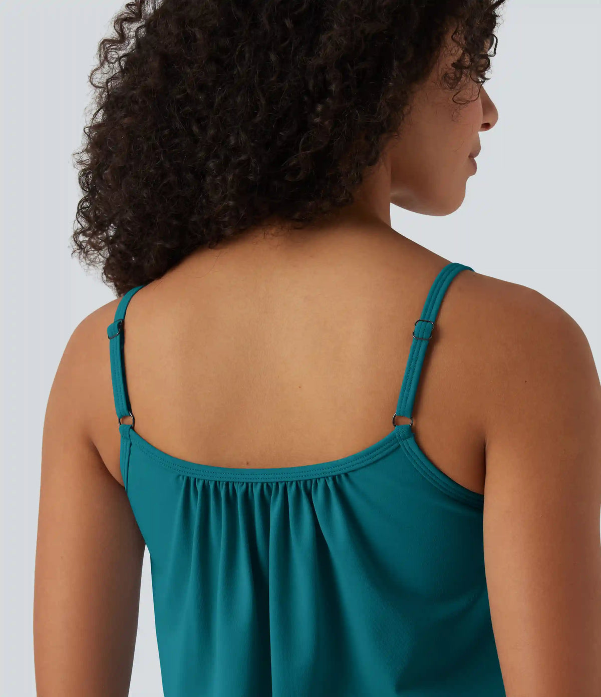 Adjustable Straps Ruched 2-in-1 Built-in Bra Casual Cami Top