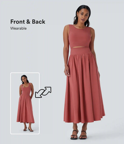Breezeful™ Sleeveless Cut Out Quick Dry Maxi Casual Dress-Front and Back Wearable