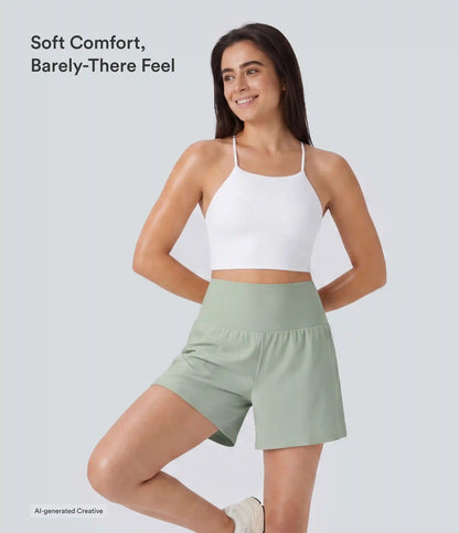 SoftlyZero™ Airy Super High Waisted 2-in-1 InstantCool Yoga Shorts 5'' with Pockets-Longer Length