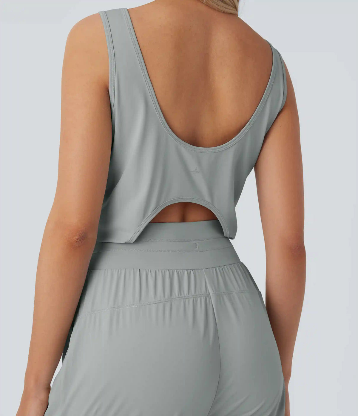 Sleeveless Cut Out Drawstring Pocket InstantCool Yoga Jumpsuit-UPF50+