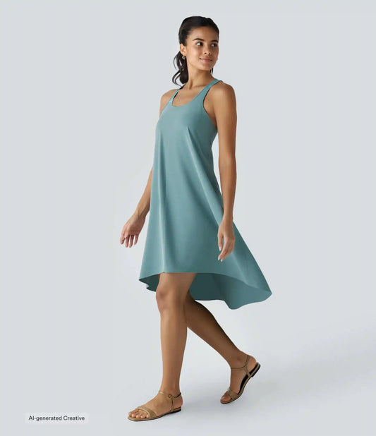 Breezeful™ RacerPocket High Low Flowy Midi Quick Dry Casual Dress