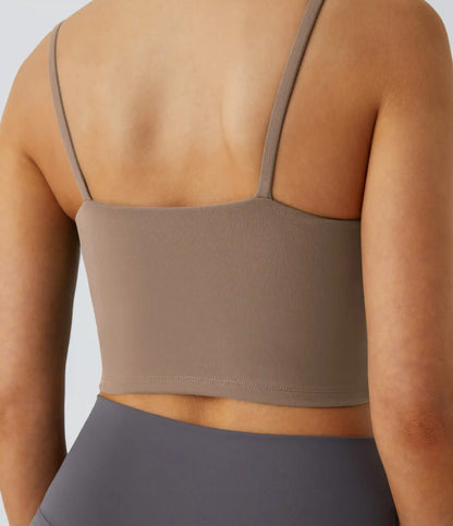 Basic Padded Workout Cropped Low Support Tank Top A-D Cups