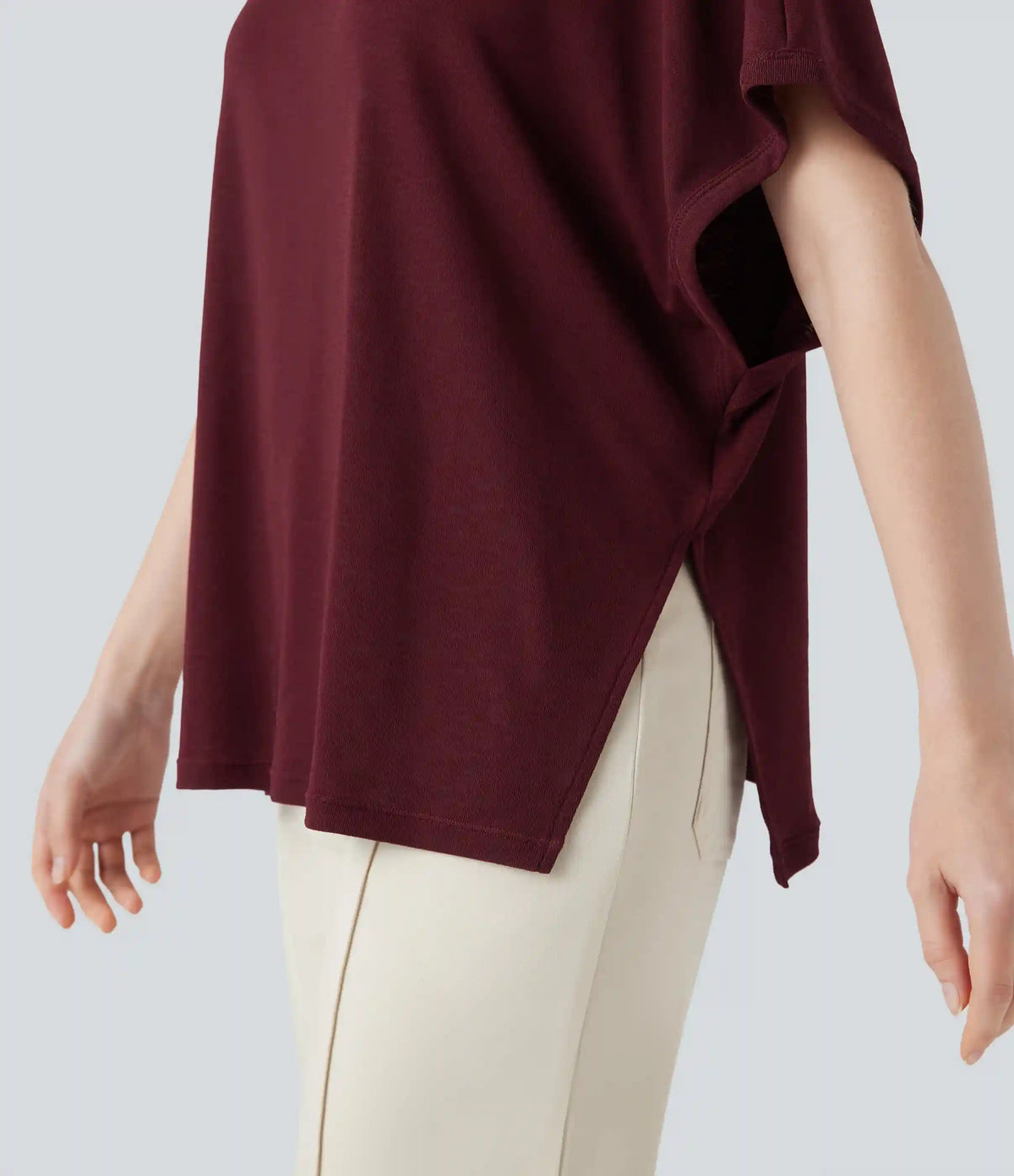 Round Neck Batwing Sleeve Relaxed Casual T-Shirt
