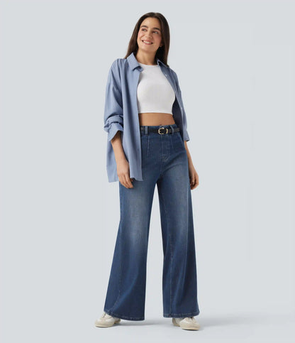 Halara Flex™ High Waisted Tummy Control Wide Leg Casual Jeans with Pockets