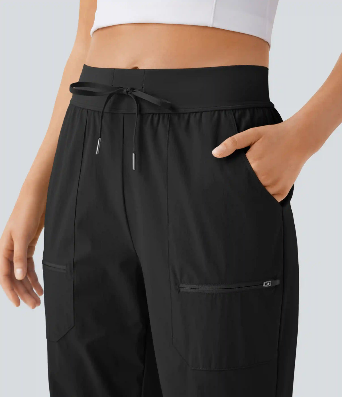 Water Repellent Wear-Resistant Mid Rise Drawstring Pockets Hiking Pile Joggers