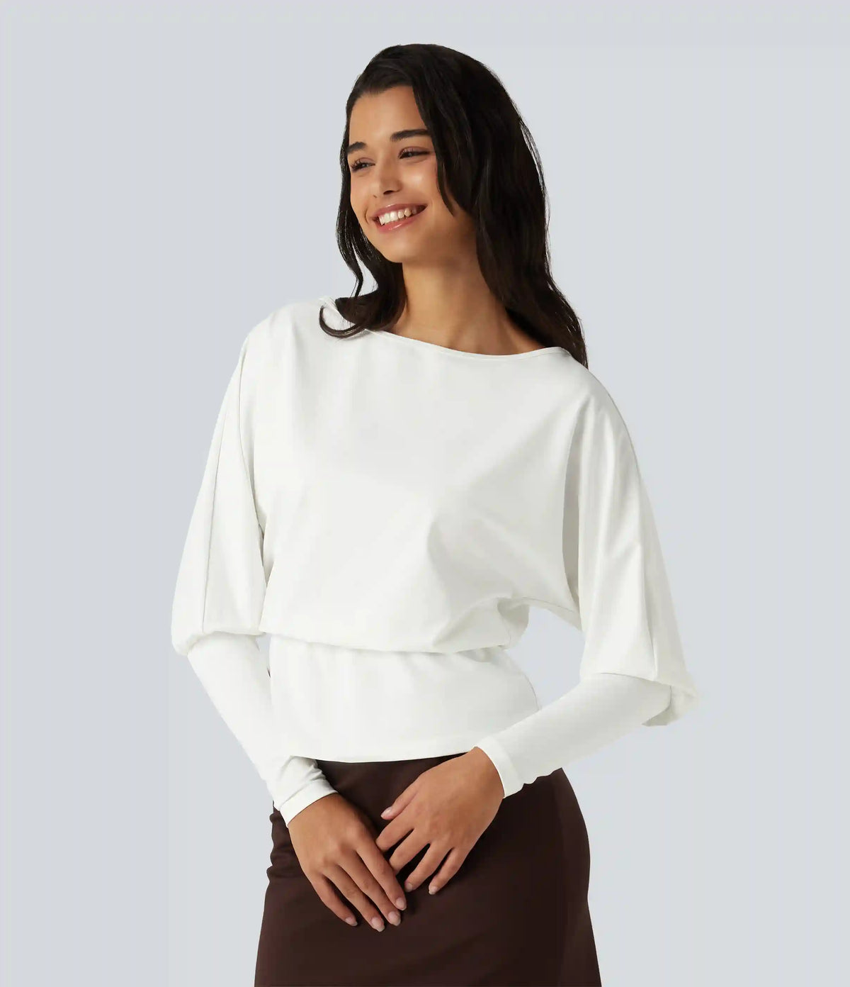 Boat Neck Batwing Sleeve Work Tops