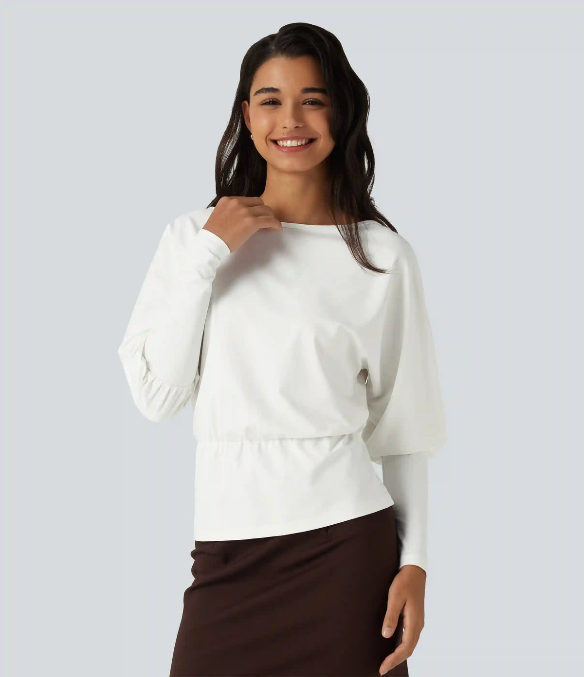 Boat Neck Batwing Sleeve Work Tops