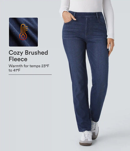 Halara Flex™ Denim Heat High Waisted Pockets Straight Leg Washed Casual Jeans