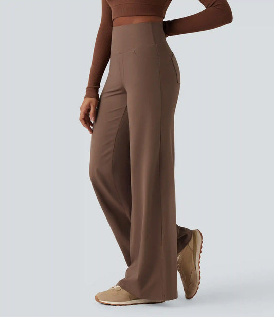 DayStretch High Waisted Tummy Control Wide Leg Baggy Yoga Pants with Pockets
