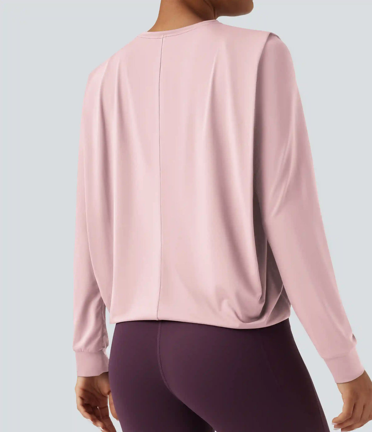 Round Neck Long Sleeve Ruched Yoga Sports Top-UPF50+